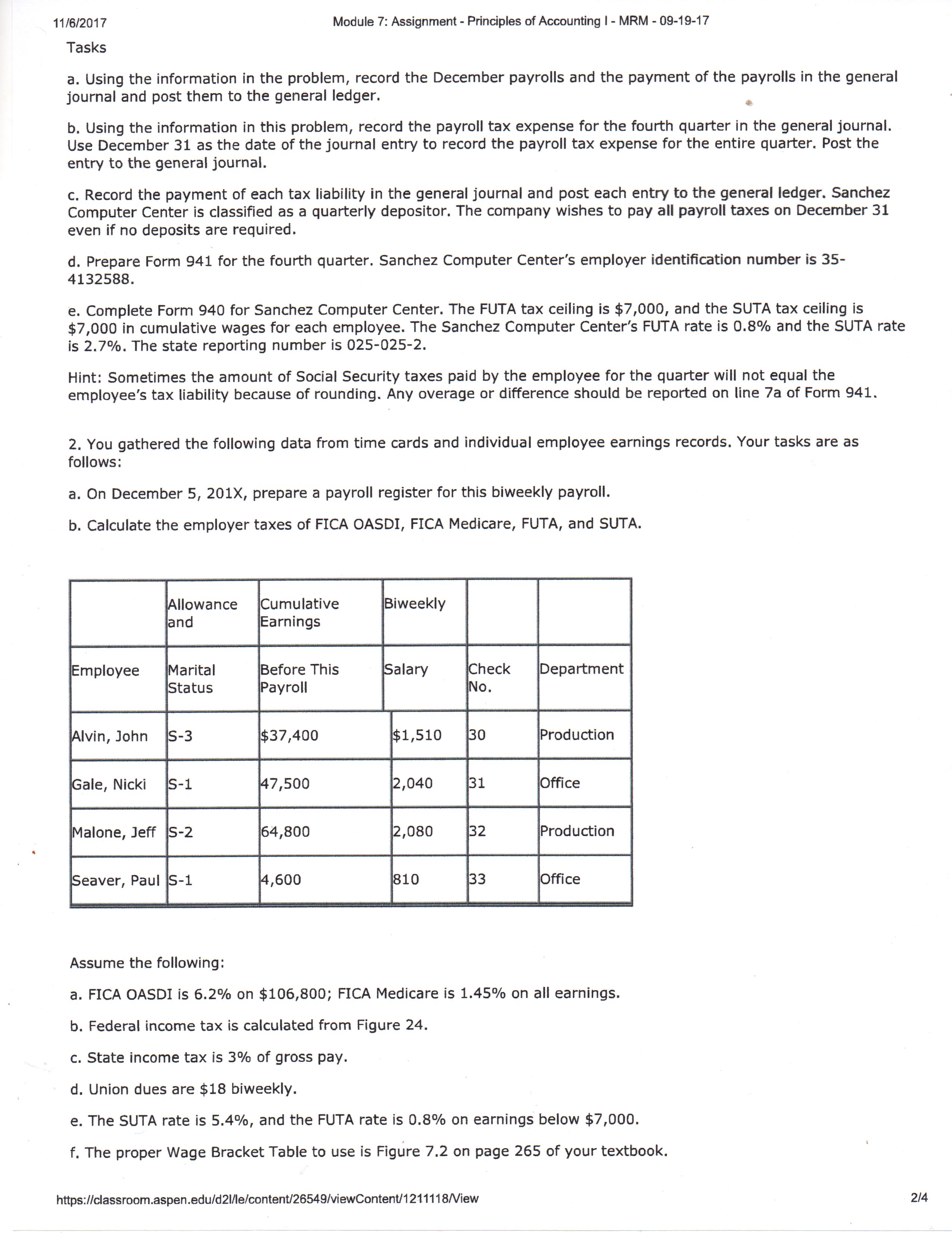 you for your help. 11/6/2017 Module 7: Assignment - Principles of Accounting