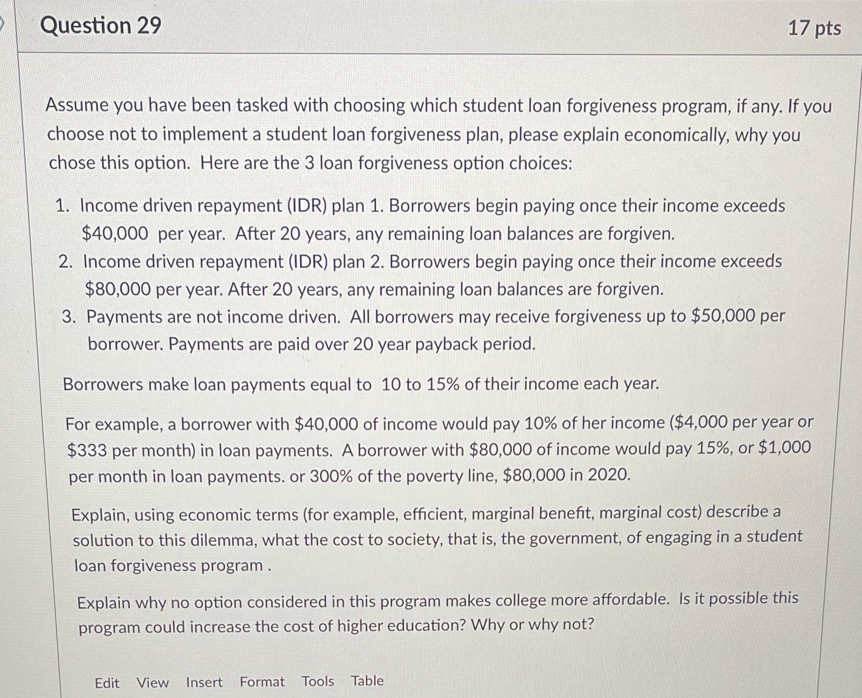 which student loan forgiveness program, if any. If you choose not to