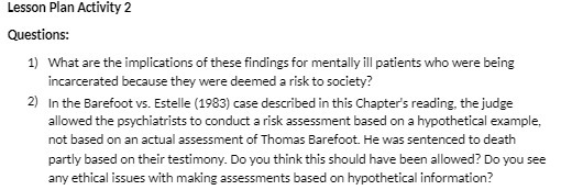 these findings for mentally ill patients who were being incarcerated because they
