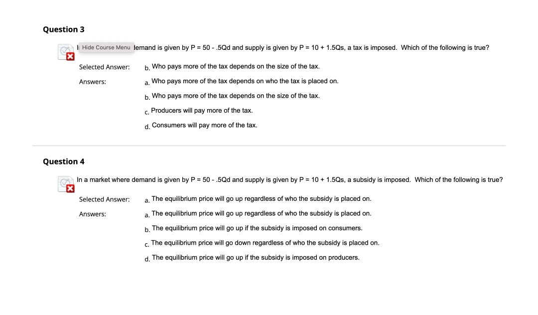 = 50 - .5Qd and supply is given by P = 10