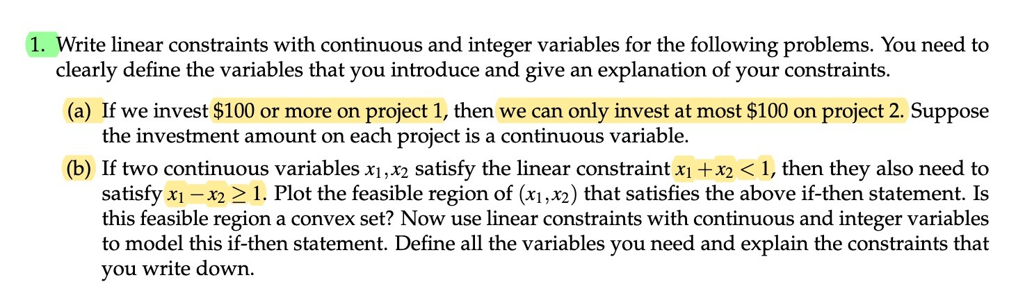 following problems. You need to clearly dene the variables that you introduce