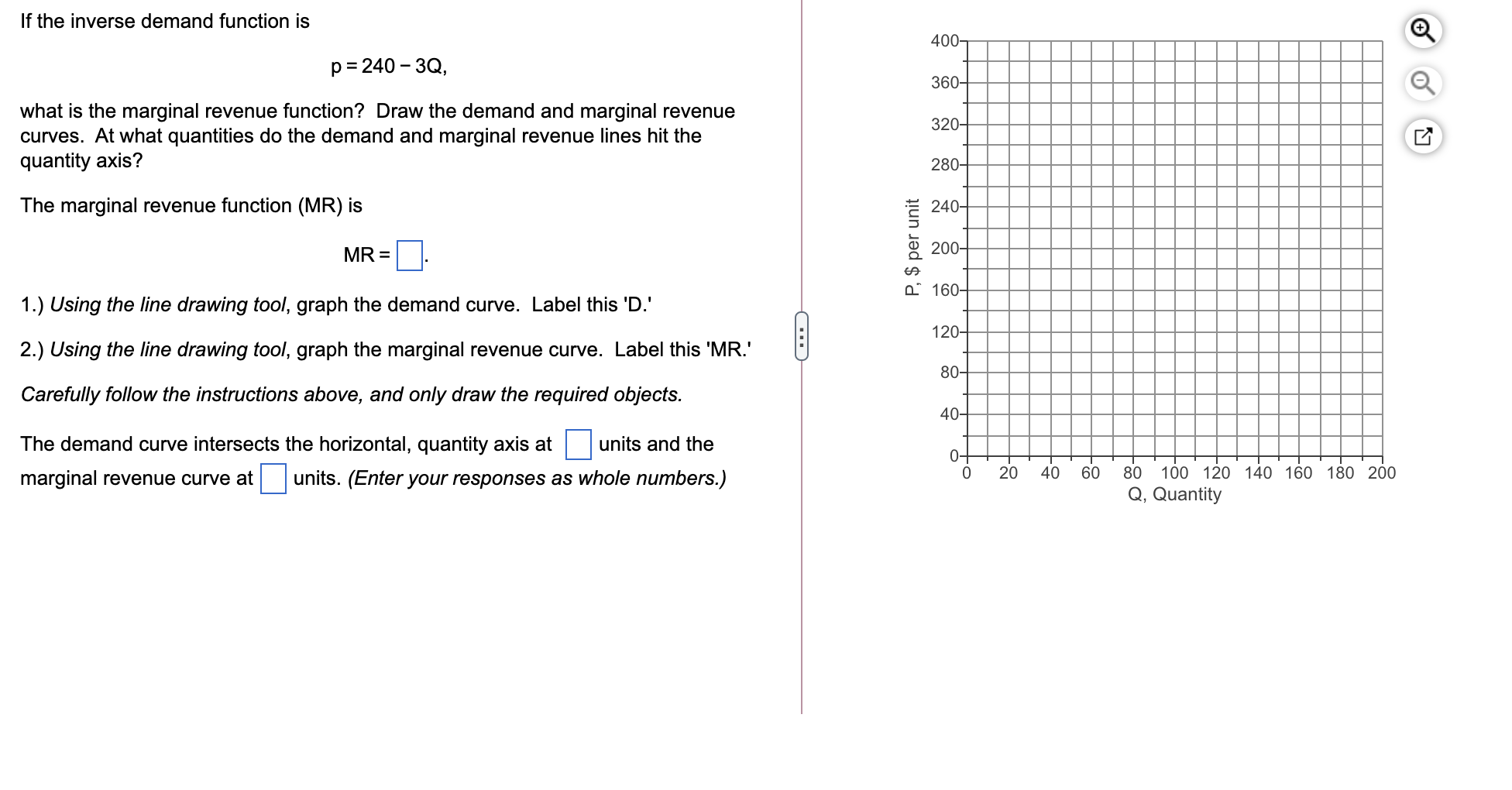 marginal revenue function? Draw the demand and marginal revenue curves. At what