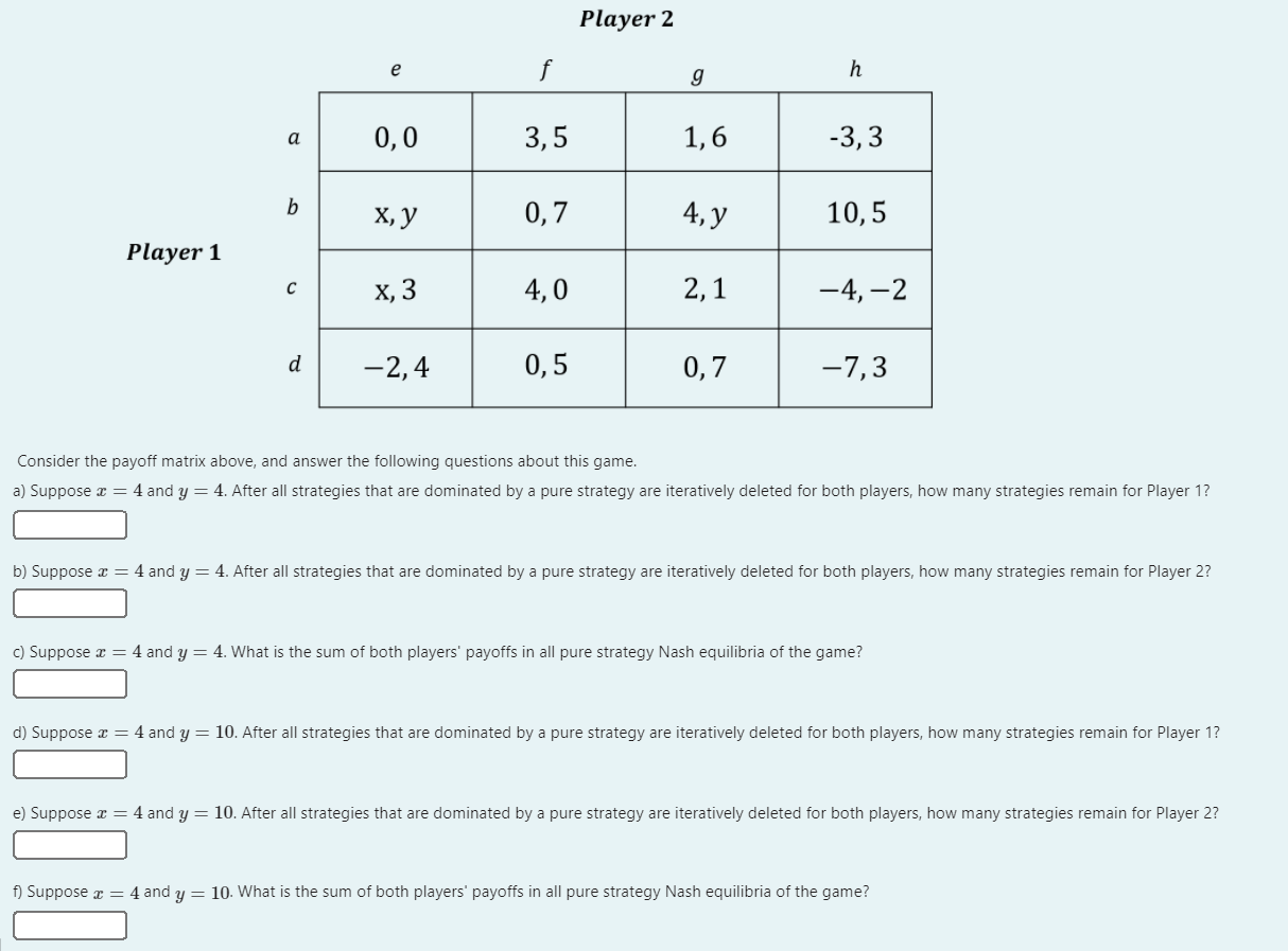 Player 1 Consider the payoff matrix above. and answer the following