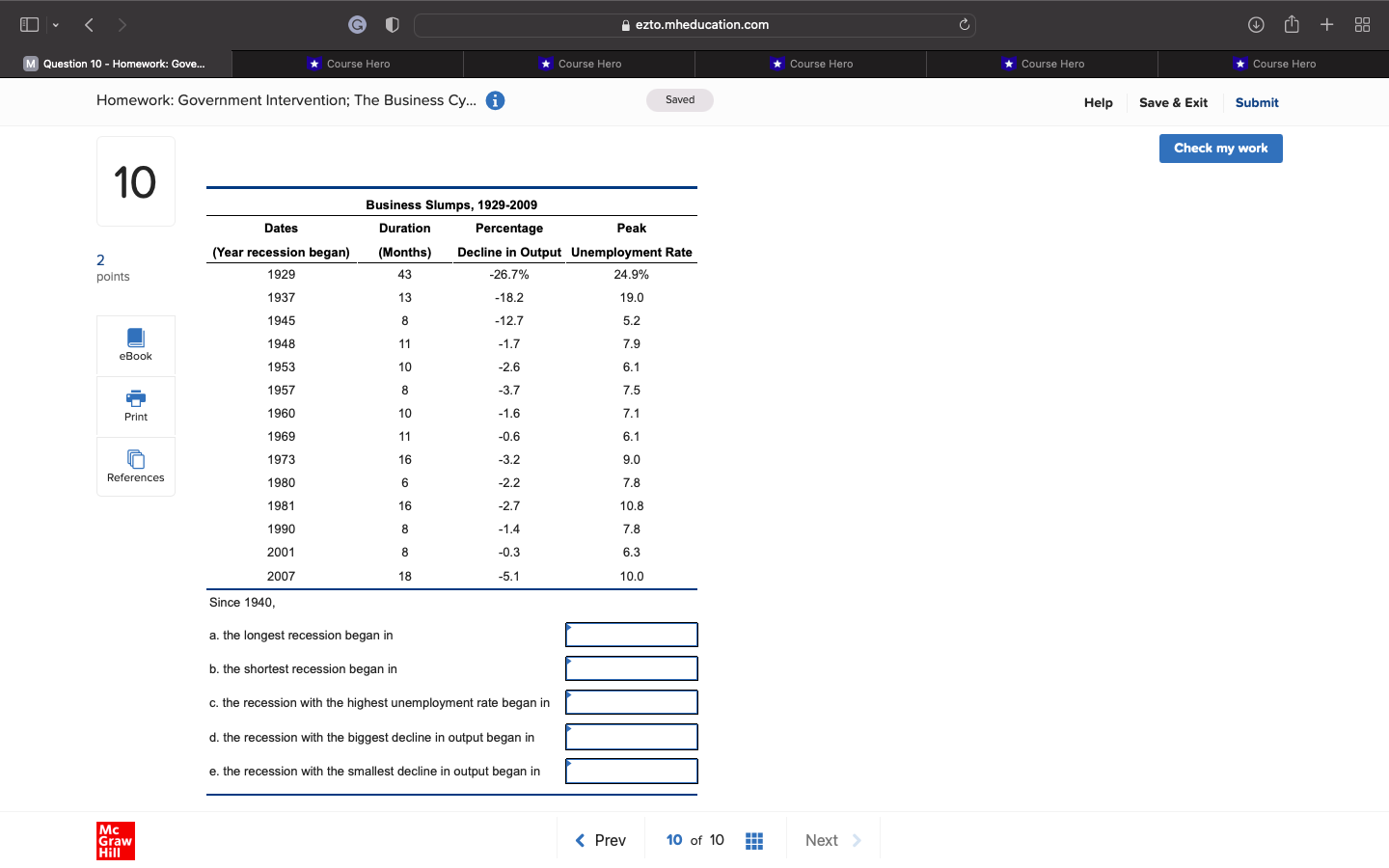 G " ezto.mheducation.com + 189 M Question 10 - Homework: Gove..