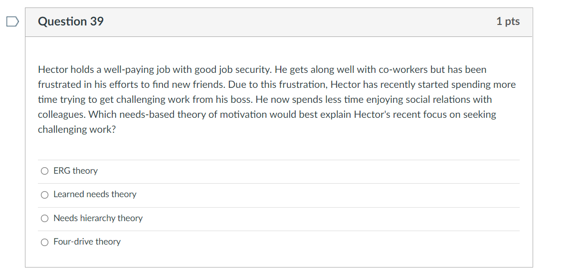 and socialized. 0 corporate and political. 0 individual and team. D Question