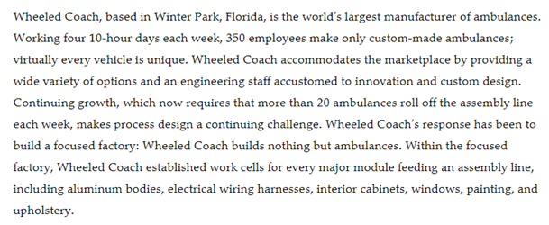 is the world's largest manufacturer of ambulances. Working four 10-hour days each