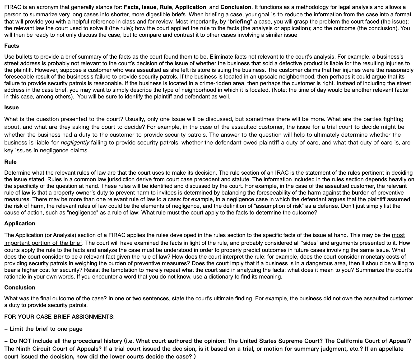 brief the case using the FIRAC method outlined in "Examples and Instructions"FIRAC