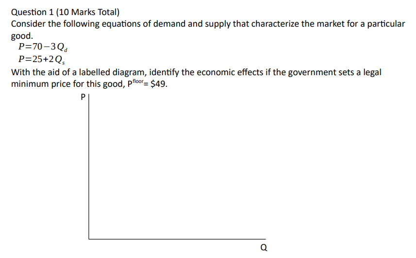1) Question 1 [10 Marks Total) Consider the following equations of