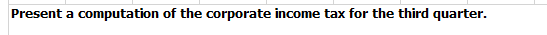the corporate income tax for the second quarter. Present a computation of