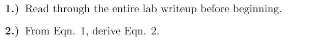 ) Read through the entire lab writeup before beginning. 1. 2.) From