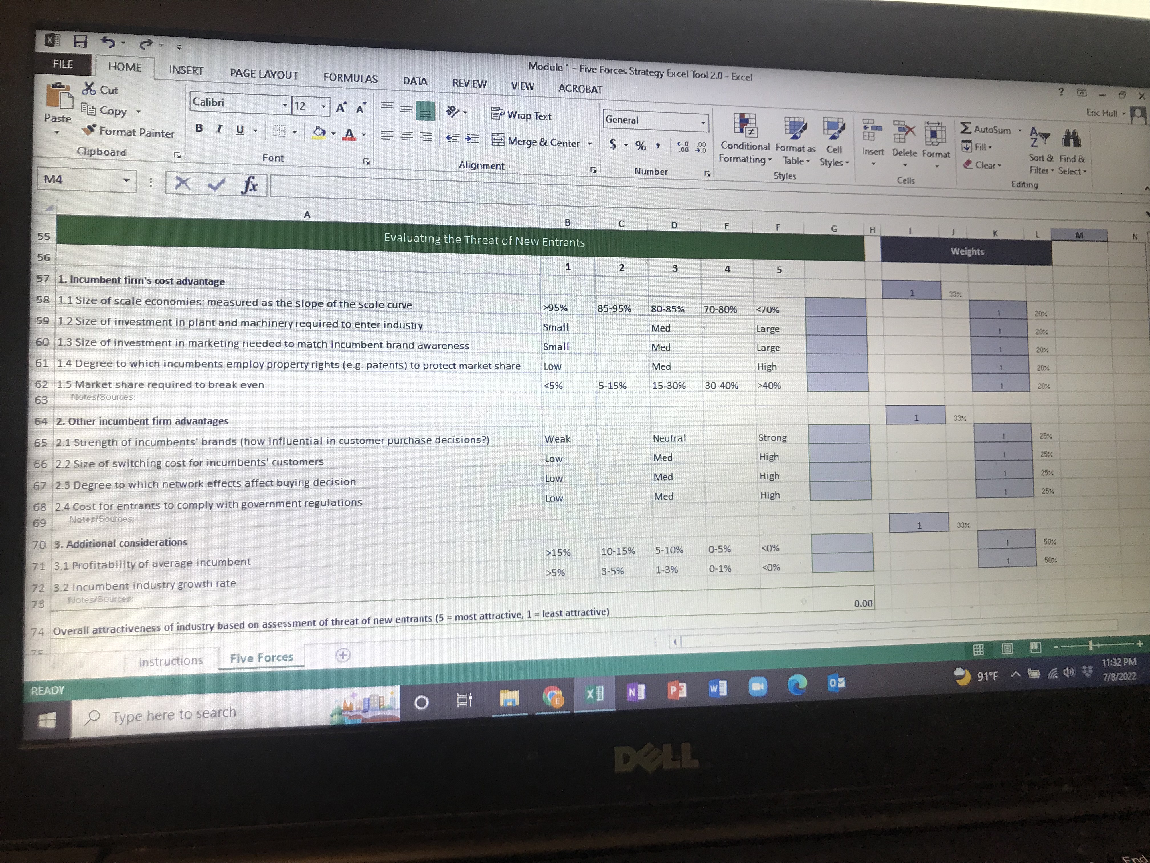 spreadsheet for Concentrated Manufactures?What numbers or low, med, and high would you