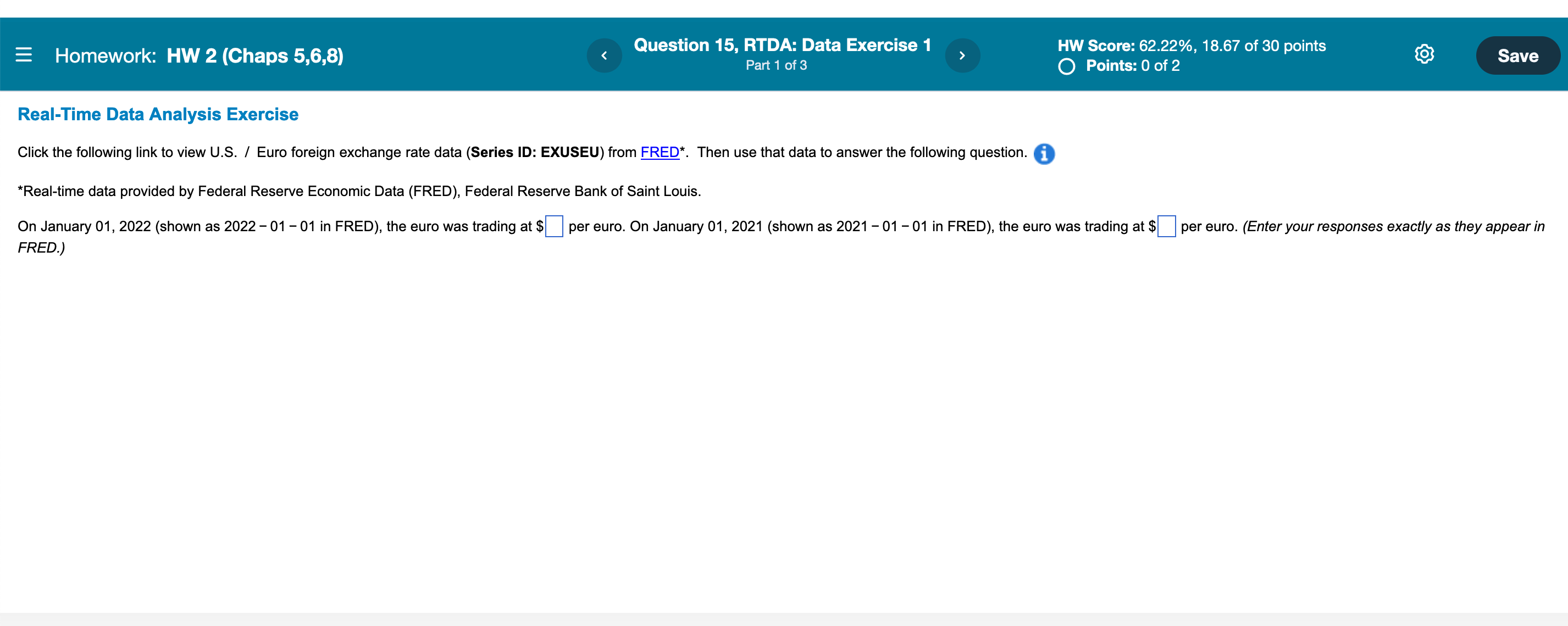 HW Score: 62.22%, 18.67 of 30 points Save Part 1 of 3