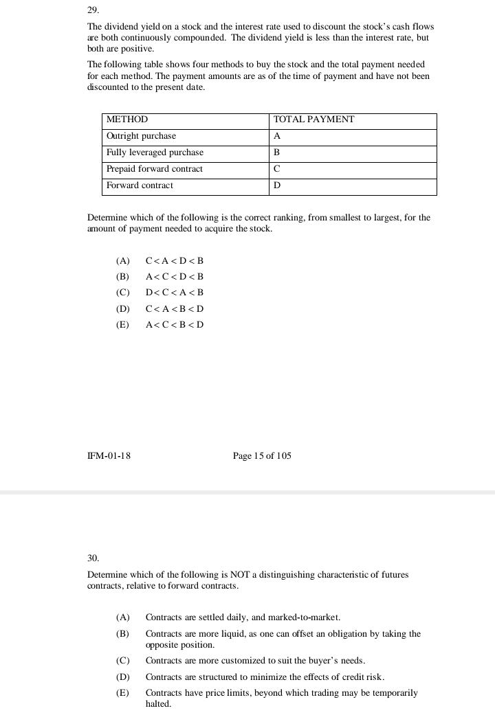 the present date. METHOD TOTAL PAYMENT Outright purchase A Fully leveraged purchase