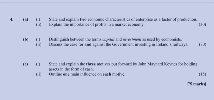  explain please thankyou 4. (a) (i) State and explain two economic