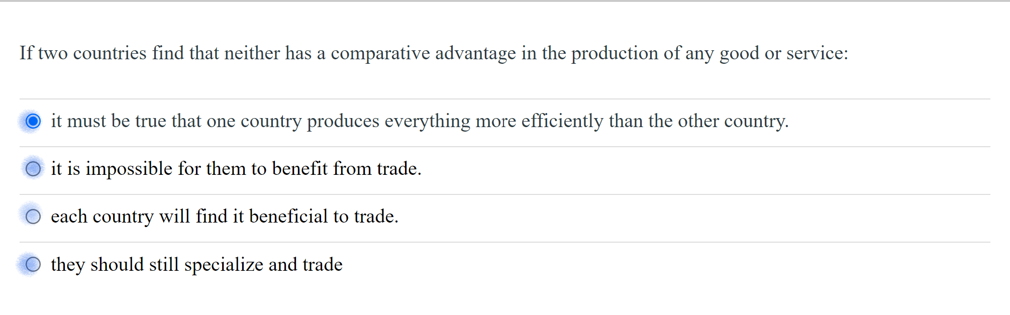 If two countries find that neither has a comparative advantage in