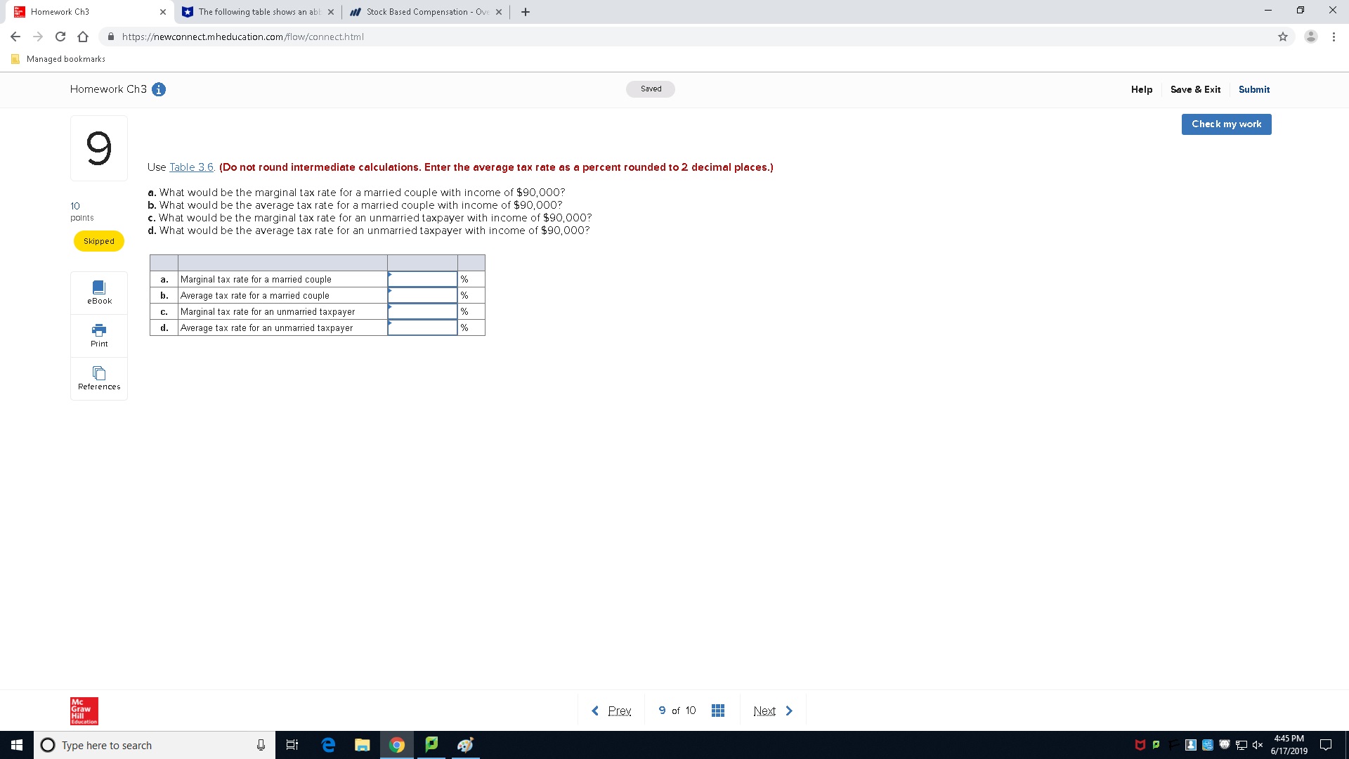 Homework Ch3 x The following table shows an abt x |#/ Stock