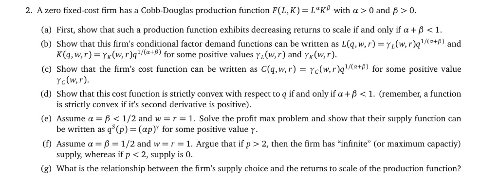  Please give me a handwritten answer 2. A zero fixed-cost rm