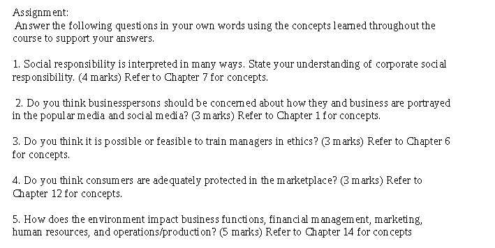  Assignment: Answer the following questions in your own words using the