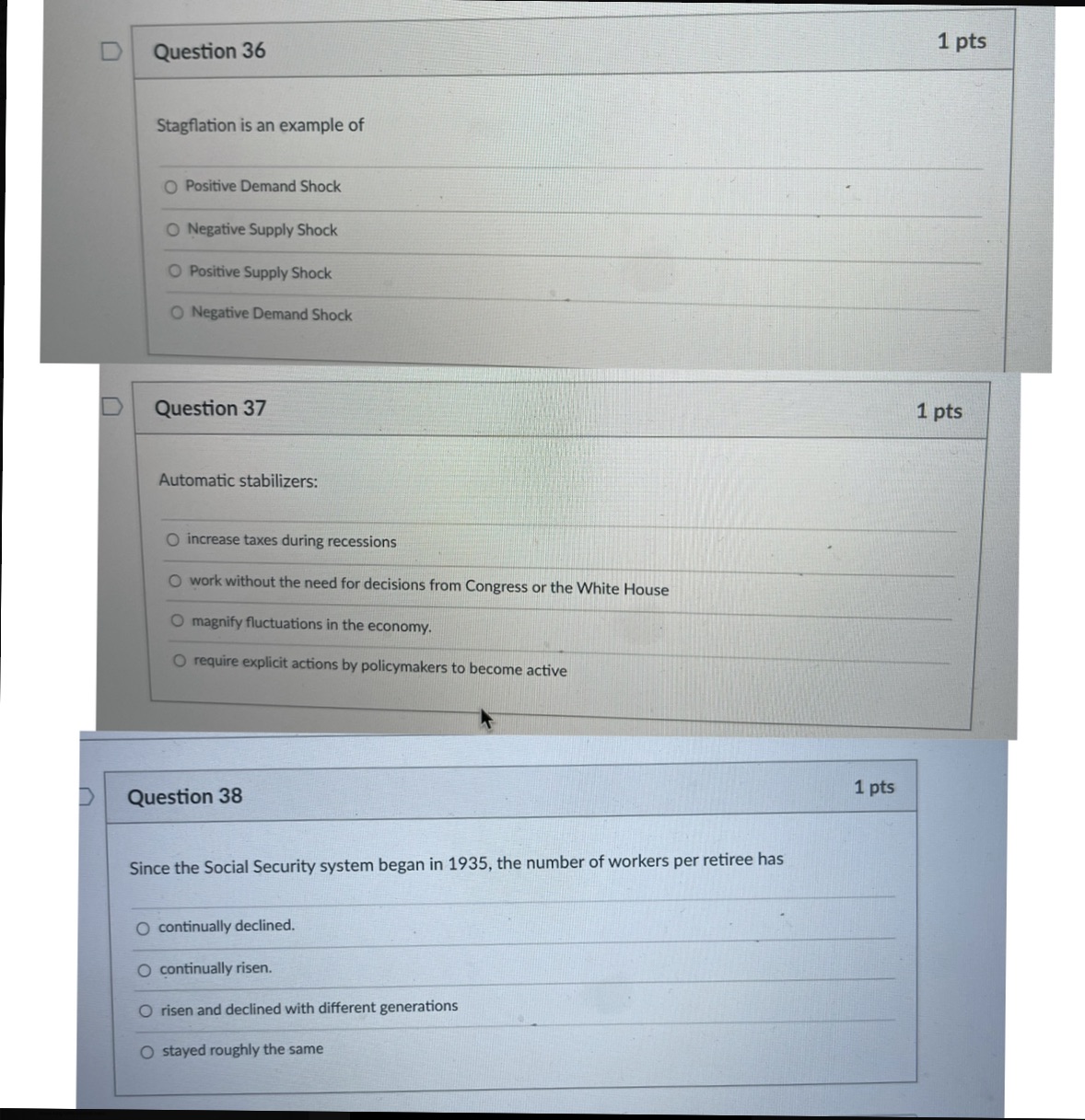 an example of O Positive Demand Shock O Negative Supply Shock O
