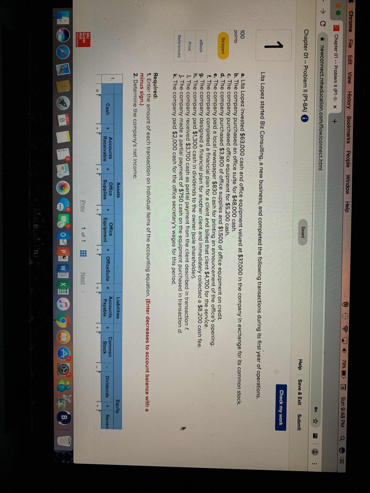 9:48 PM Q . E Chapter 01 -- Problem II (P1-8/ x