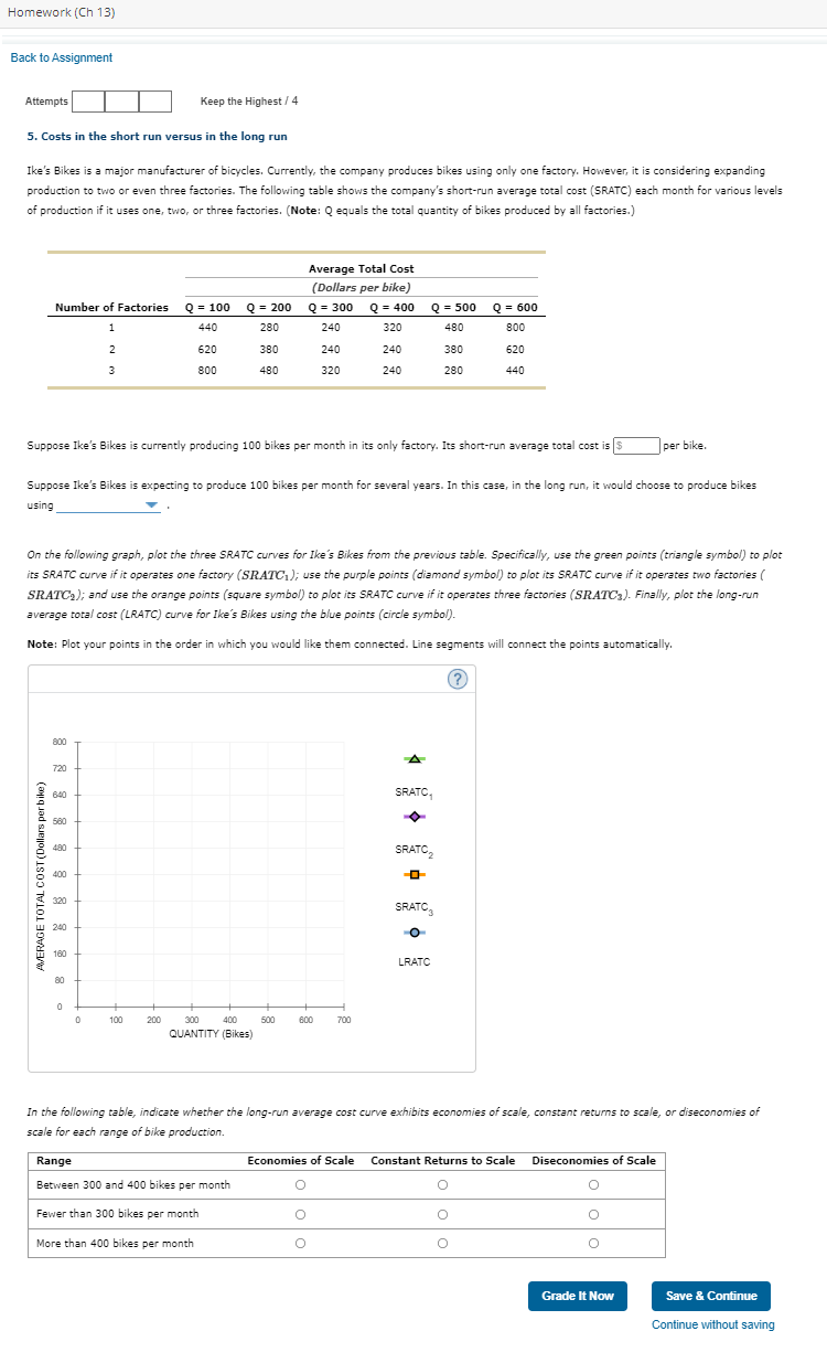 4 5. Costs in the short run versus in the long run