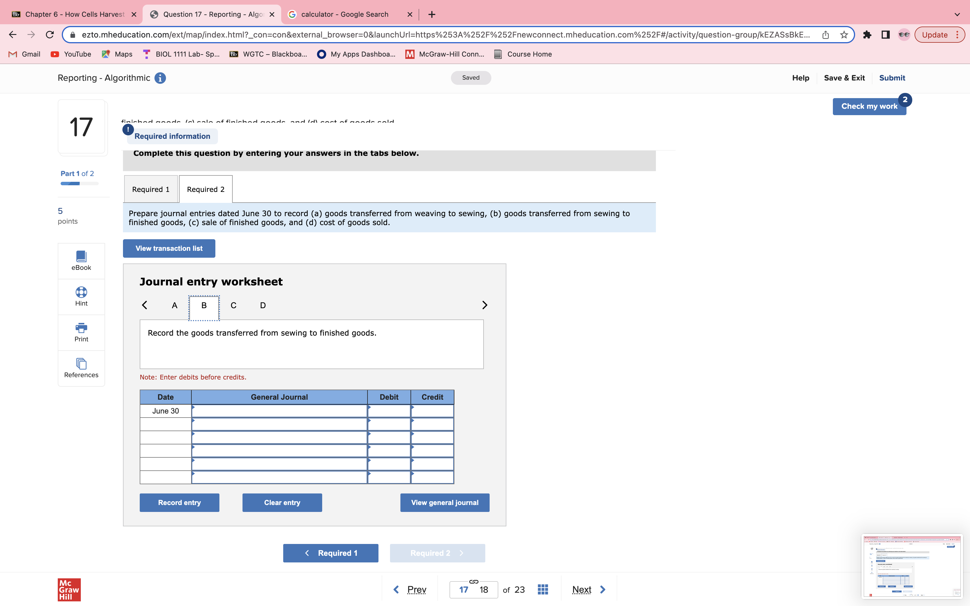 1111 Lab- Sp... Bb WGTC - Blackboa... O My Apps Dashboa M