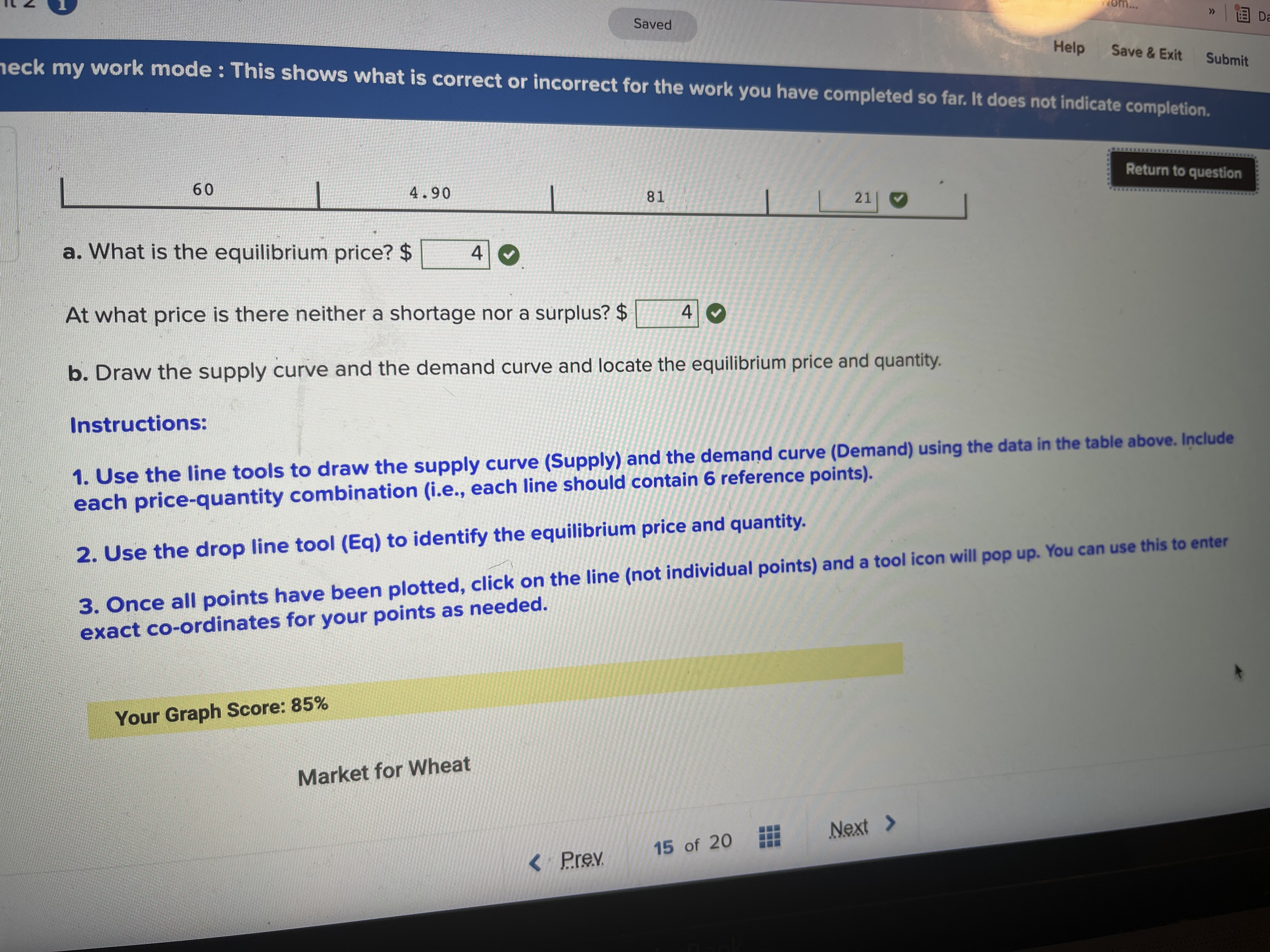  Saved Help Save & Exit Submit neck my work mode :