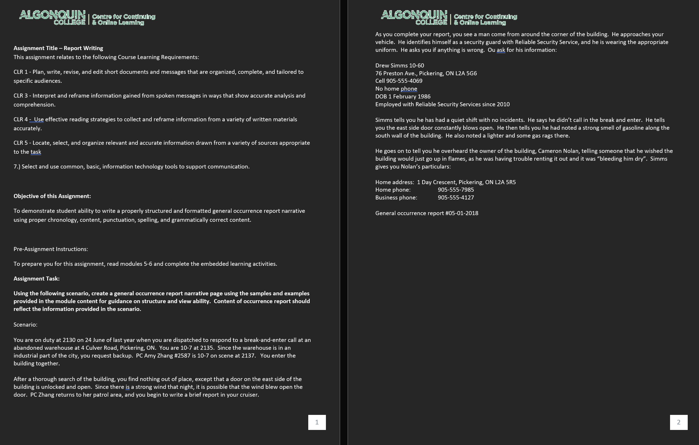 Online Learning COLLEGE | & Online Leaming As you complete your report,