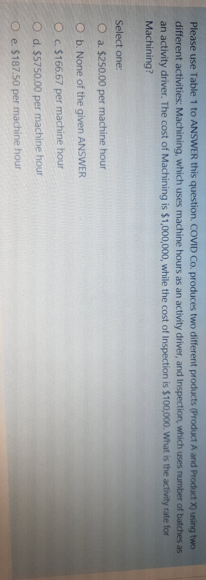  ...........1......... Please use Table 1 to ANSWER this question. COVID Co.