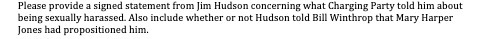 Please provide a signed statement from Jim Hudson concerning what Charging