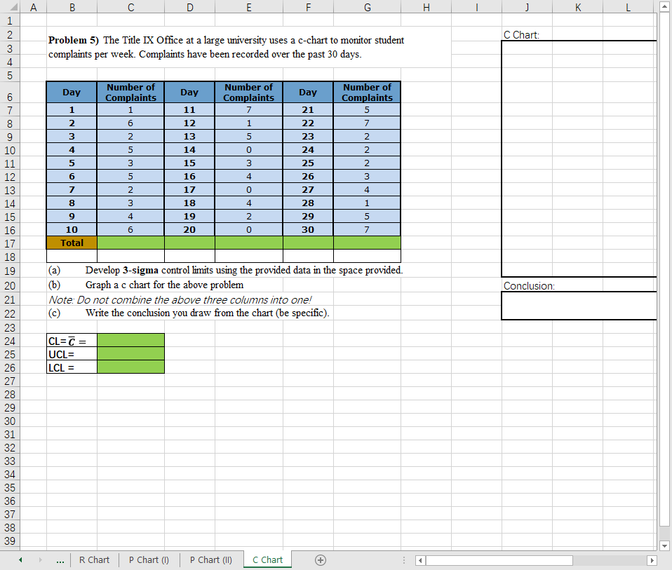 The Title IX Office at a large university uses a c-chart to