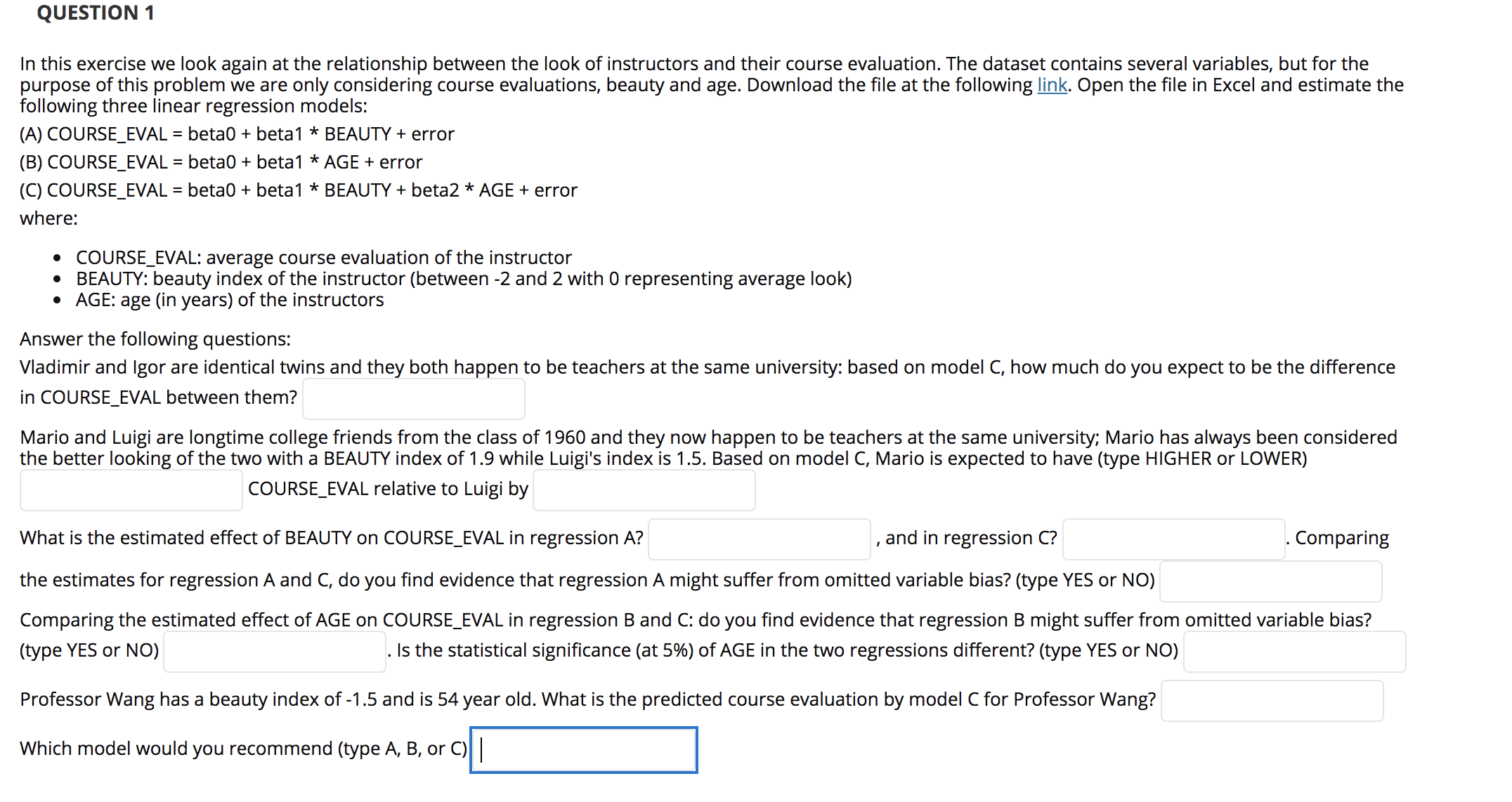 In this exercise we look again at the relationship between the look