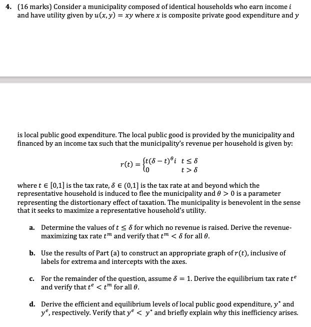 of identical households who earn income i and have utility given by