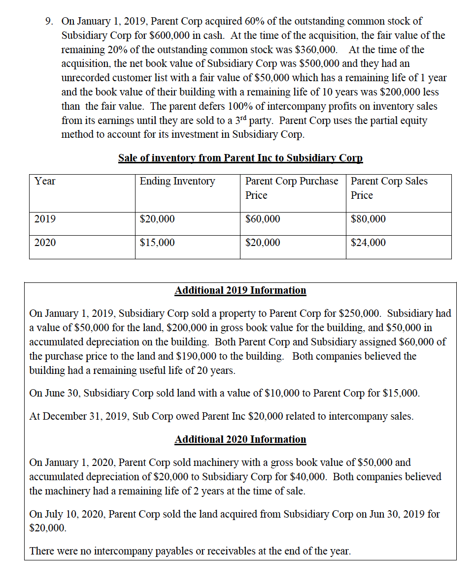 All information is given please solve 9. On January 1, 2019,