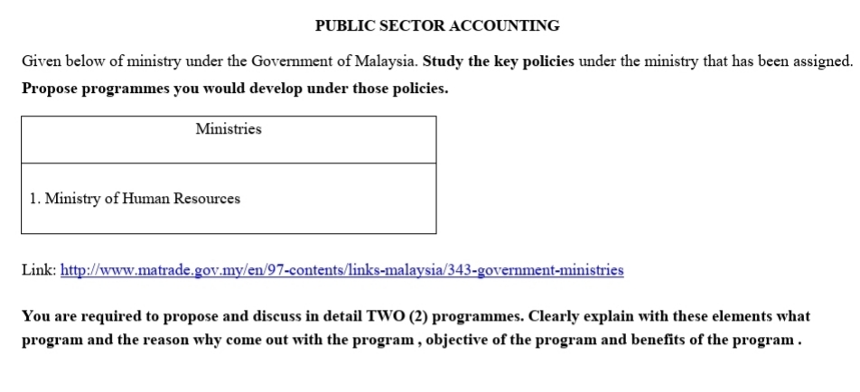 You are required to complete the task . PUBLIC SECTOR ACCOUNTING