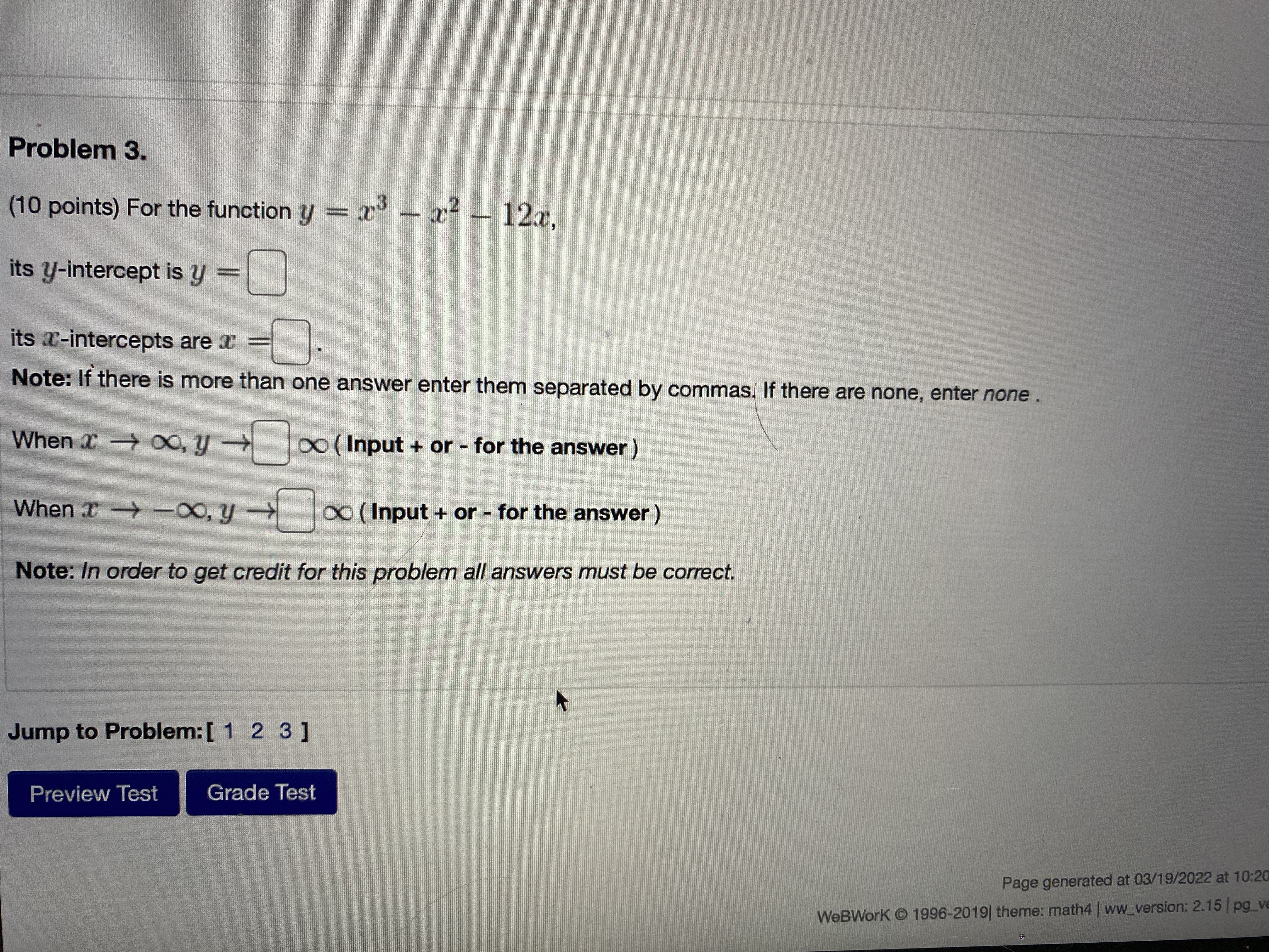  Problem 3. (10 points) For the function y = " -