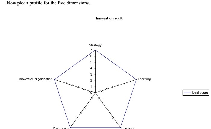 Now plot a profile for the five dimensions. Innovation audit Strategy