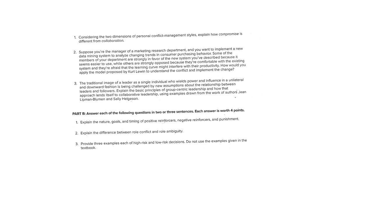 I. Considering the two dimensions Of personal conflict-management styles, explain how compromise