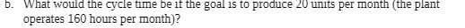 to produce 20 units per month (the plant operates 160 hours per