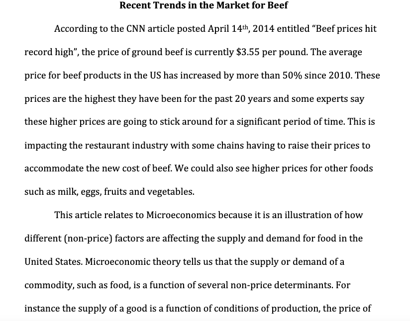 how this article relates to the subject of microeconomics. should also use