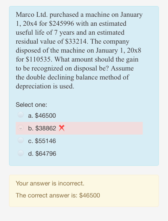 correct answer is 46500? Marco Itd . purchased a machine on January