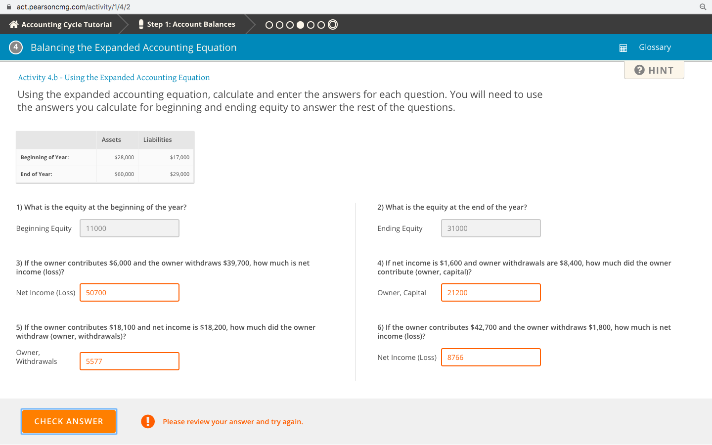 highlighted boxes. act.pearsoncmg.com/activity/1/4/2 Q Accounting Cycle Tutorial Step 1: Account Balances OOO.OOO