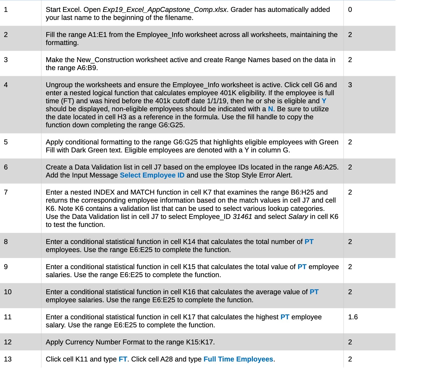  1 Start Excel. Open Exp19_Excel_AppCapstone_Comp.x/sx. Grader has automatically added 0 your