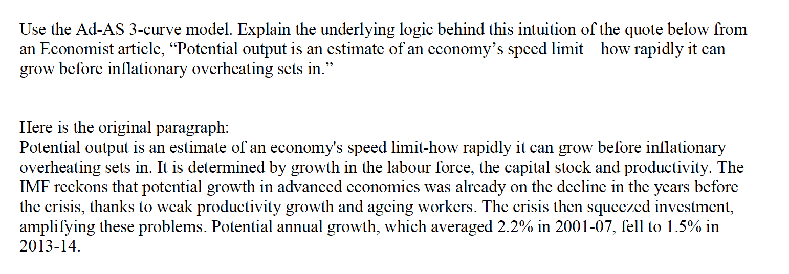  Use the AdAS 3-curve model. Explain the underlying logic behind this