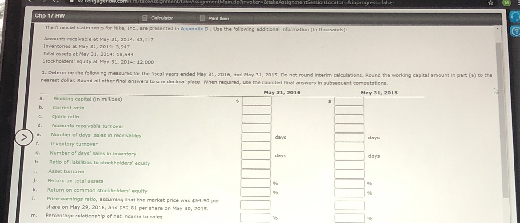 Thank you so much takeAssignment/takeAssignmentMain.do?invoker=&takeAssignmentSessionLocator=&inprogress=false- M Chp 17 HW Calculator Print Item