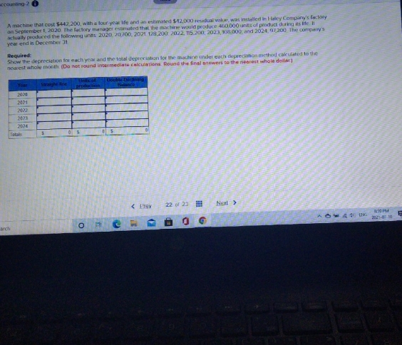  solve this please ccounting 2 0 A machine that cost $447