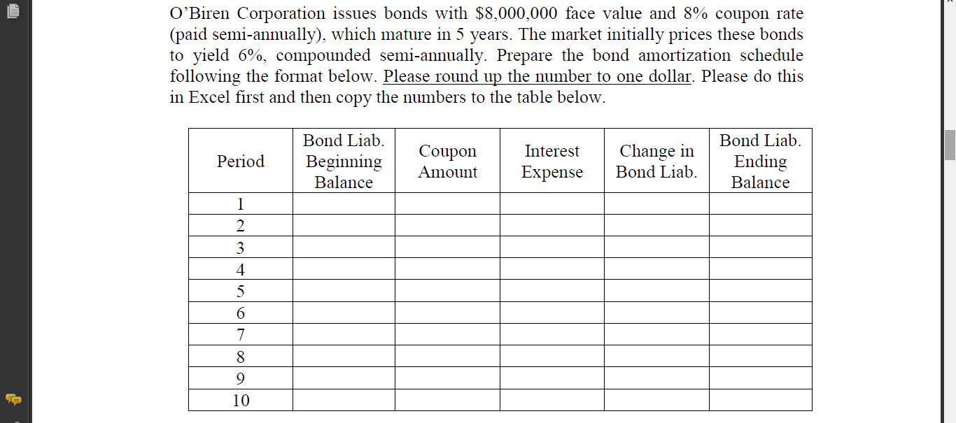 rate (paid semi-annually), which mature in 5 years. The market initially prices