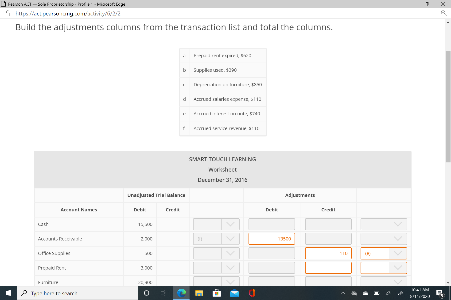  I have attached the screenshots below Pearson ACT - Sole Proprietorship