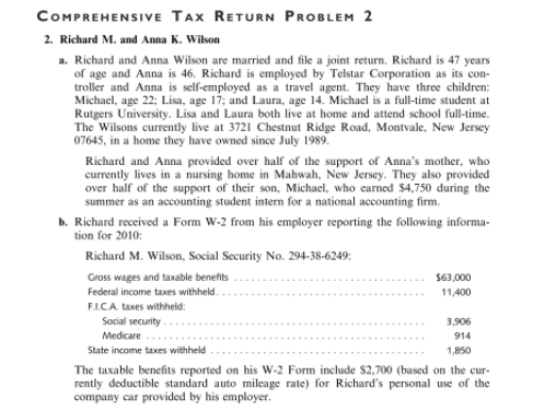 Wilson a. Richard and Anna Wilson are married and file a joint