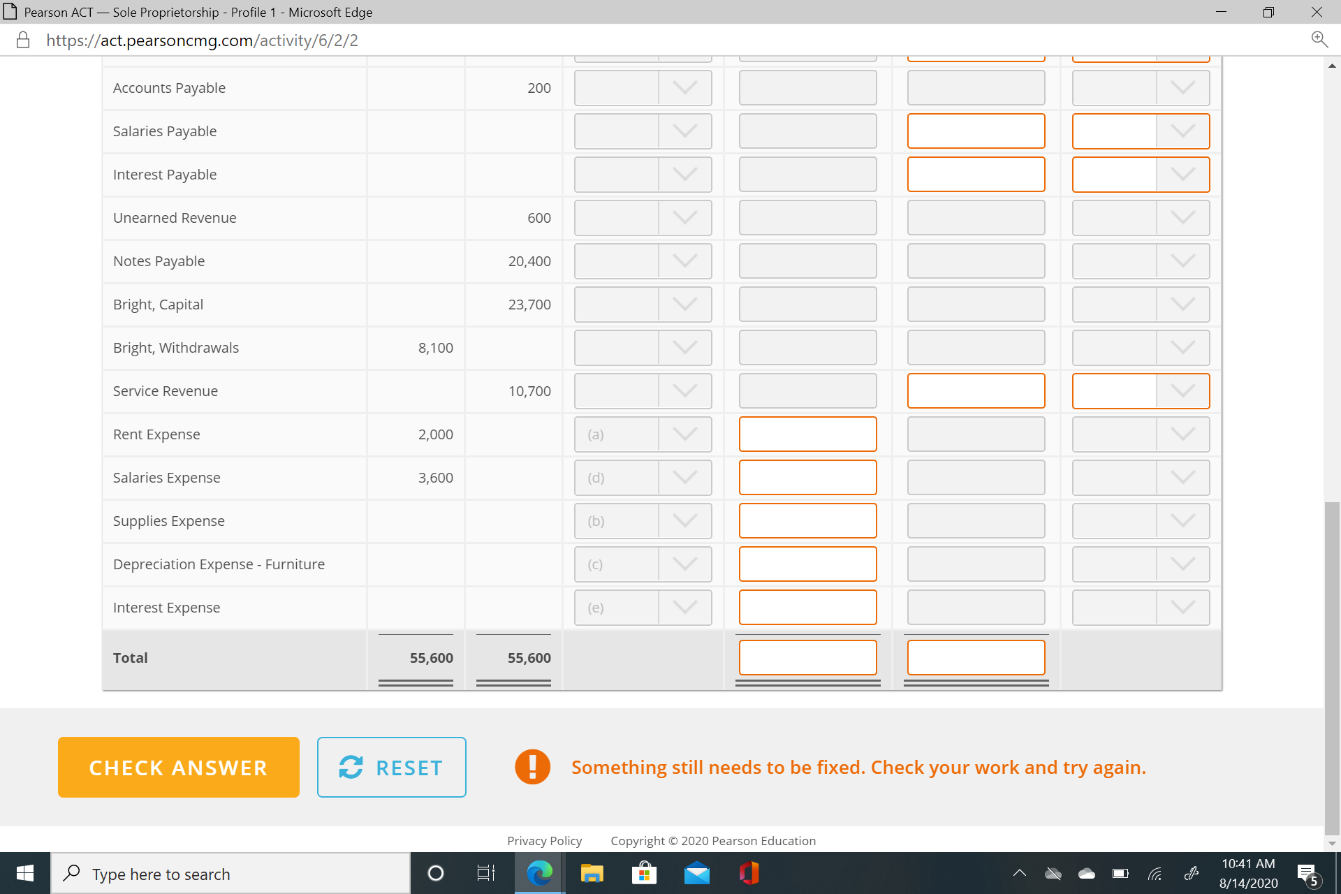 revenue, $110 SMART TOUCH LEARNING Worksheet December 31, 2016 Unadjusted Trial Balance